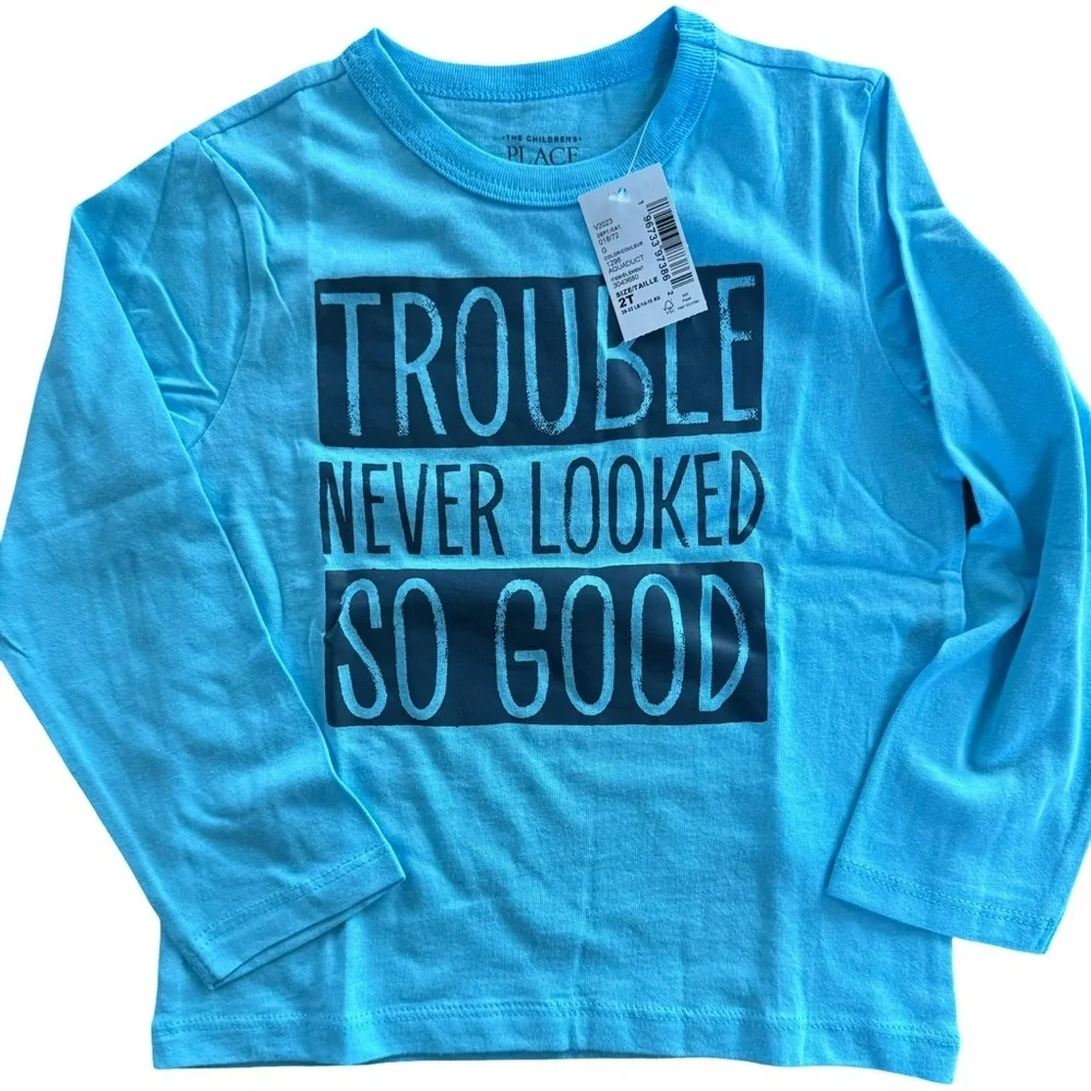 The Children's Place Toddler Blue Graphic Long Sleeve T-Shirt NWT Size 2T